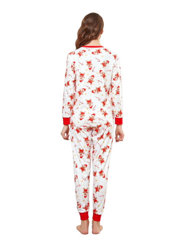 Little gingerbread motif white Christmas pyjamas for family, couples