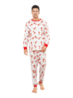 Little gingerbread motif white Christmas pyjamas for family, couples
