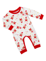 Little gingerbread motif white Christmas pyjamas for family, couples