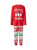 3 bearded elves with “Merry Christmas” print, red, patterns on pants